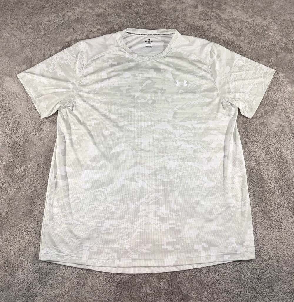 Under Armour Abc Camo Performance T-Shirt XL White Gray Short Sleeve Athletic